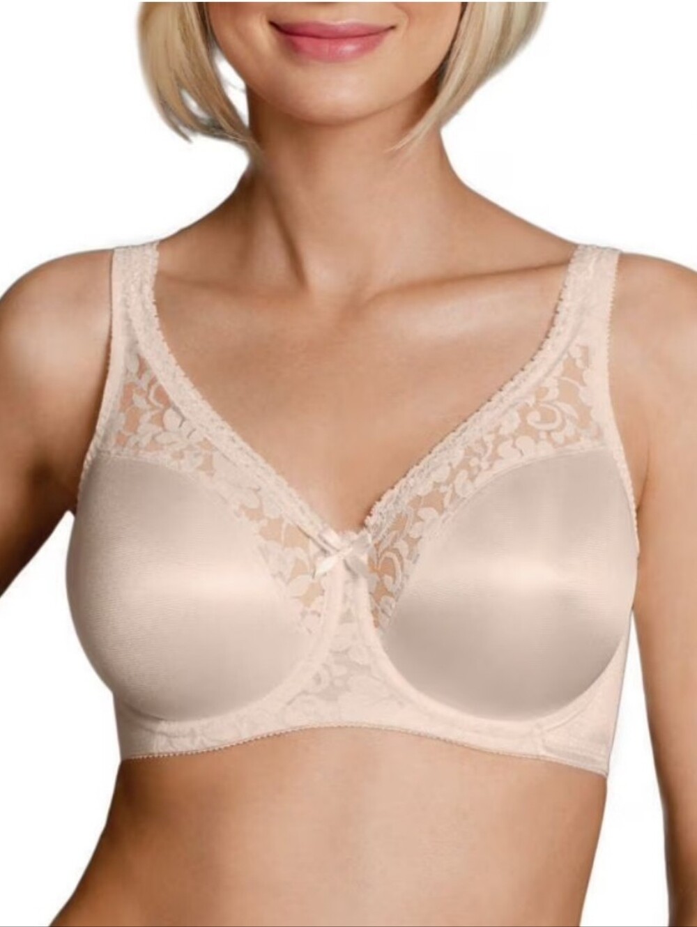 🌸Warner's Nude Beige Camelia Lace Minimizer Underwire Bra